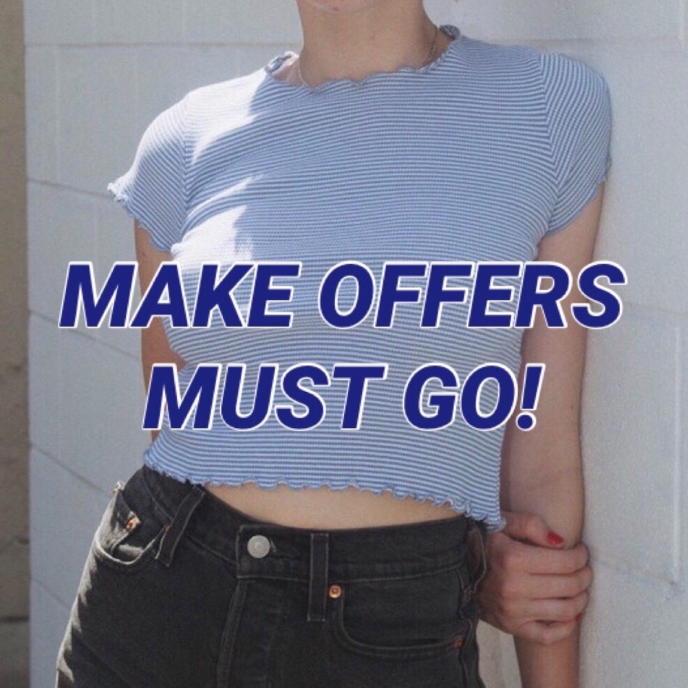Brandy Melville Blue and White Stripe Wynn Top